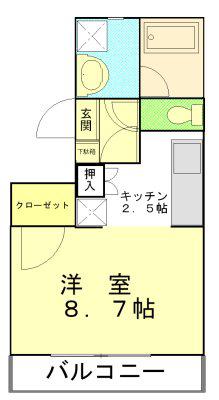 グリシーヌ(1K/3階)の間取り写真