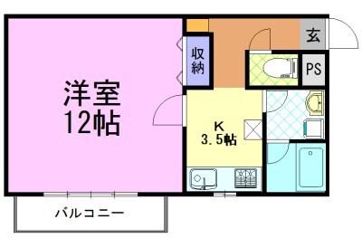 すずらん II(1K/1階)の間取り写真