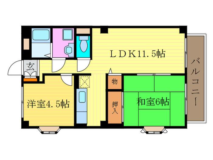 ヴィラアバンセ(2LDK/2階)の間取り写真