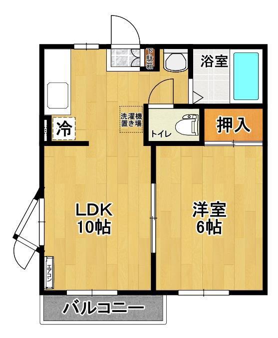 イーグルハイツ島(1LDK/1階)の間取り写真