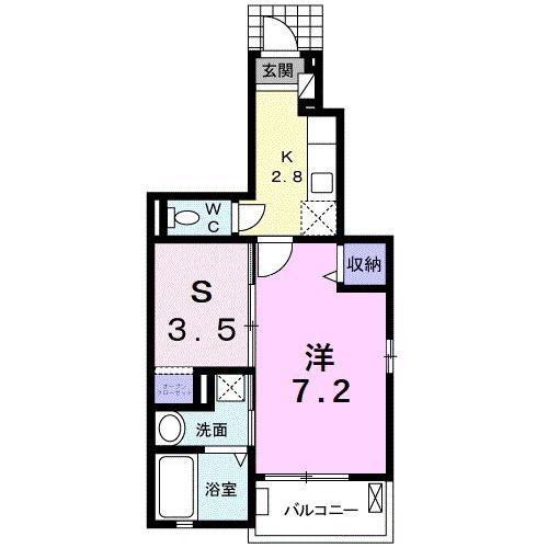 アミティ プレセアI(1SK/1階)の間取り写真