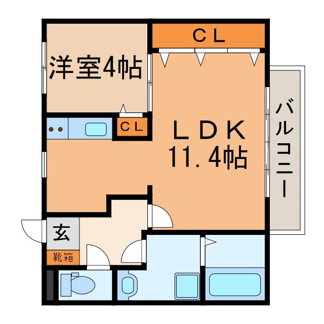 ベリアスライジング(1LDK/1階)の間取り写真