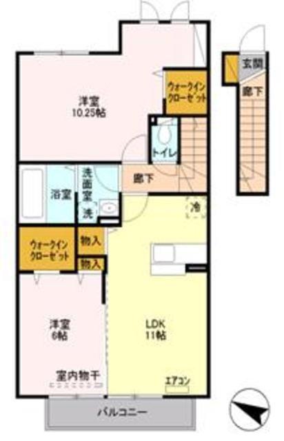 グリシーヌ(2LDK/2階)の間取り写真