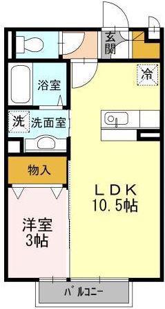 セジュールプルミエ B棟(1LDK/2階)の間取り写真
