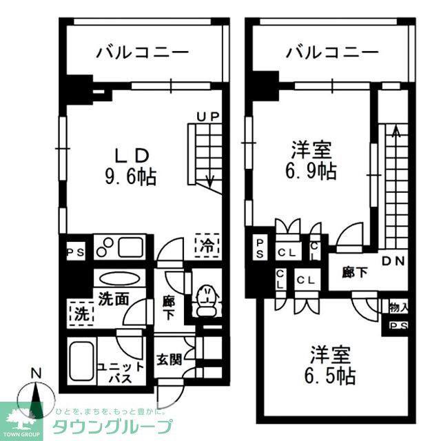 レジディア中落合C(2LDK/5階)の間取り写真