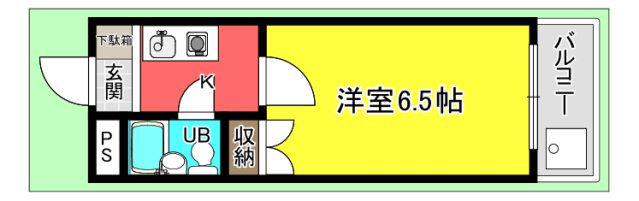 Sビル海田(1K/2階)の間取り写真