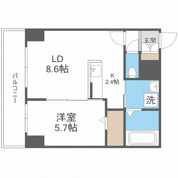 レゾ札幌(1LDK/7階)の間取り写真