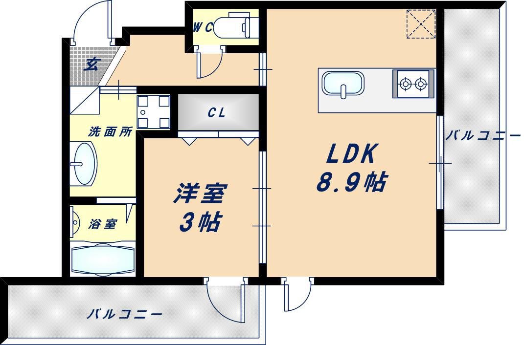 グランパセオノース(1LDK/1階)の間取り写真