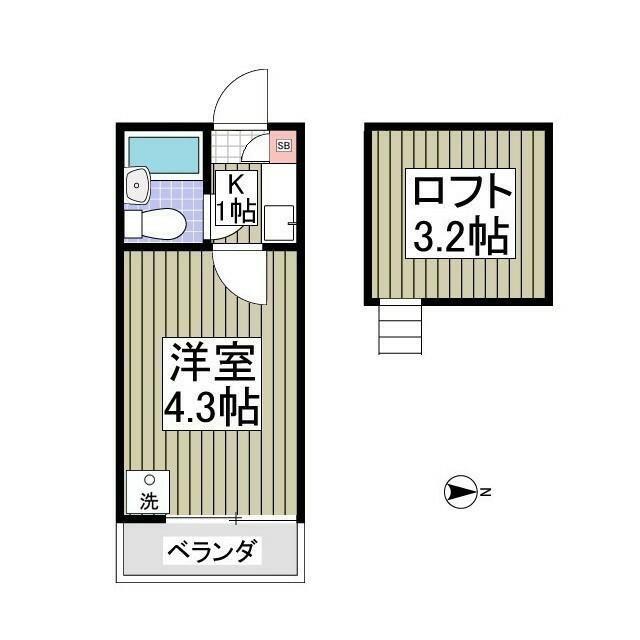 アイビー(1K/2階)の間取り写真