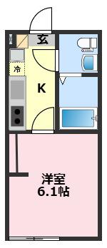 KEIAI RESIDENCE 北柏(1K/2階)の間取り写真