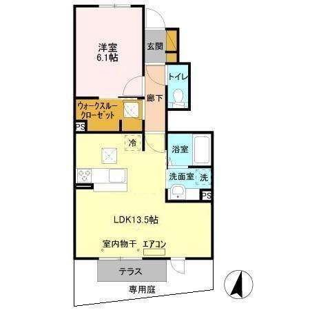 クレアIII(1LDK/1階)の間取り写真