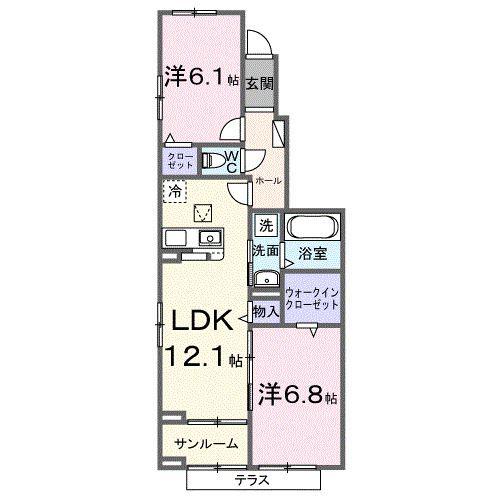 メゾン・リュエルアルファ(2LDK/1階)の間取り写真