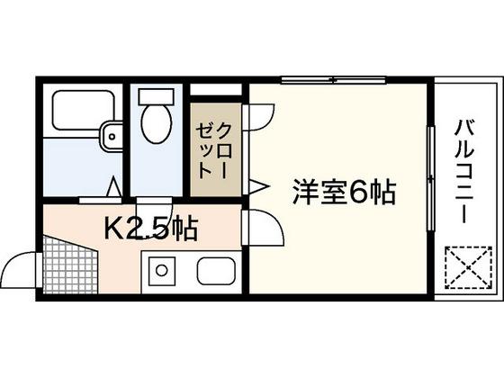 メルカード弐番館(1K/2階)の間取り写真
