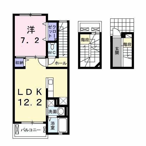 近鉄大阪線 大福駅 徒歩16分 3階建 築9年(1LDK/3階)の間取り写真