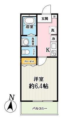 キャメル南越谷6(1K/3階)の間取り写真