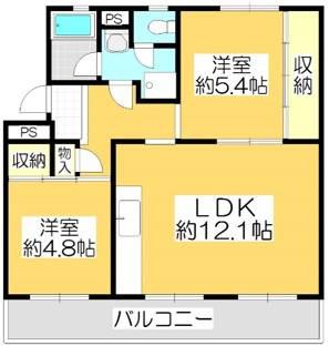 ヴィラナリー屋島 6号棟(2LDK/5階)の間取り写真