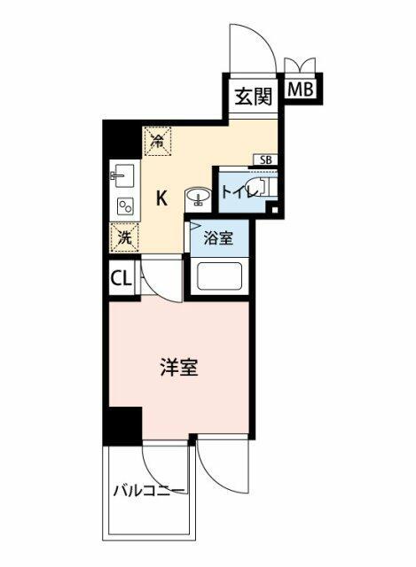 クレイシア西蒲田(1K/5階)の間取り写真
