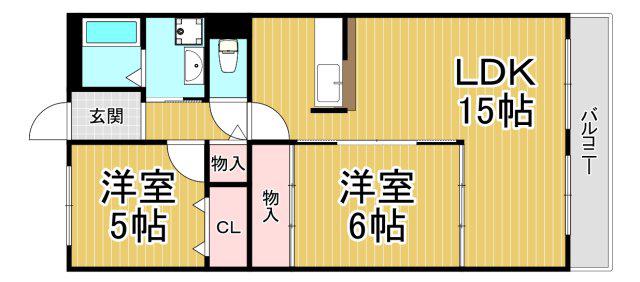 ツインパレス北伊丹(2LDK/3階)の間取り写真