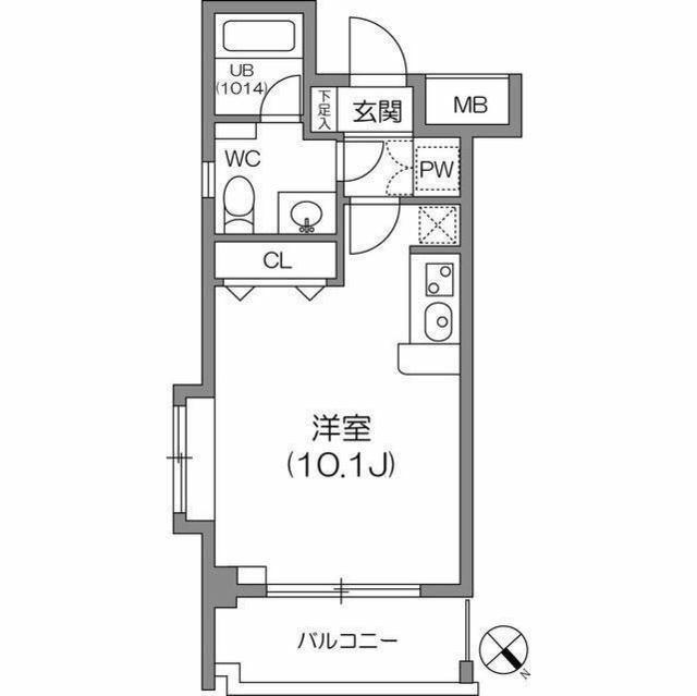 ルクレ森下レジデンス(ワンルーム/9階)の間取り写真