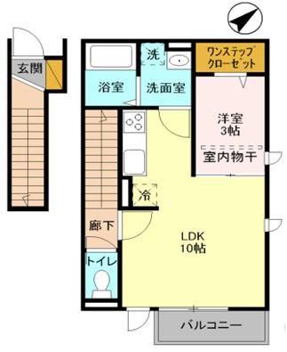 ポーラスター柏座(1LDK/2階)の間取り写真