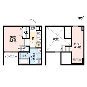 HARO SAKURA(ワンルーム/2階)の間取り写真