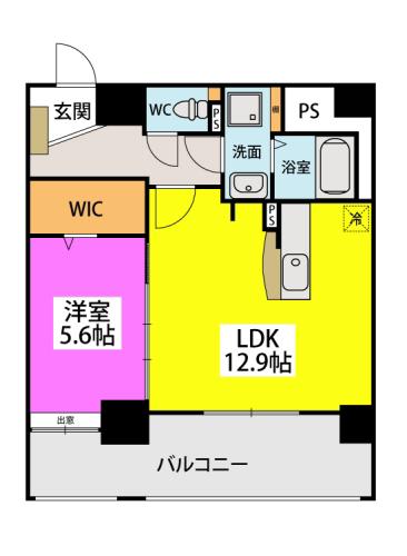 リバーサイド大濠(1LDK/4階)の間取り写真