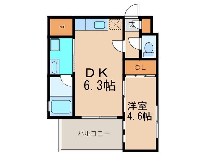 サンヒルズ大橋駅前(1DK/3階)の間取り写真