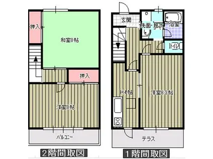 テラスハウス中田(3K/1階)の間取り写真