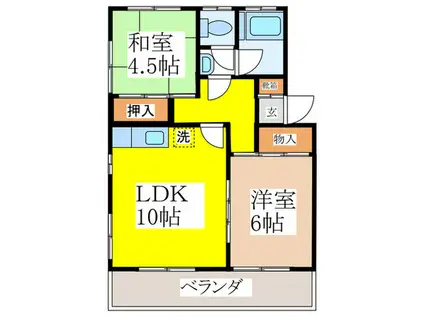 コーポ柳沢(2LDK/3階)の間取り写真