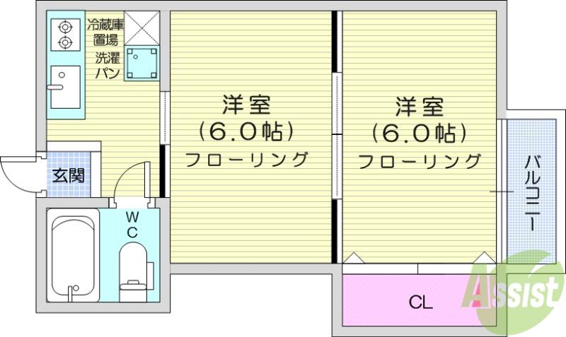 アーバンハイツ中江(2K/2階)の間取り写真