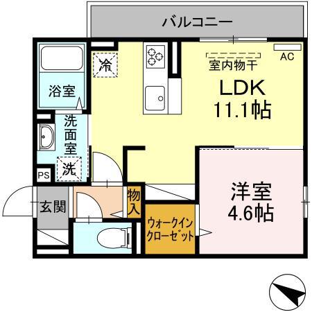 D-ROOM内山II(1LDK/3階)の間取り写真