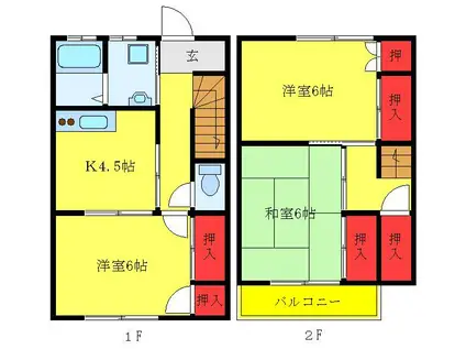 コーポ平田(3K/1階)の間取り写真