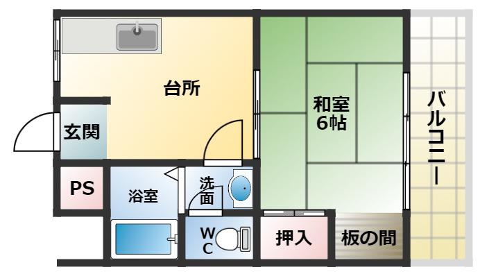 メゾン天美(1DK/3階)の間取り写真