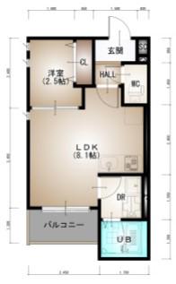 REGALESTーS 五日市中央(1LDK/1階)の間取り写真