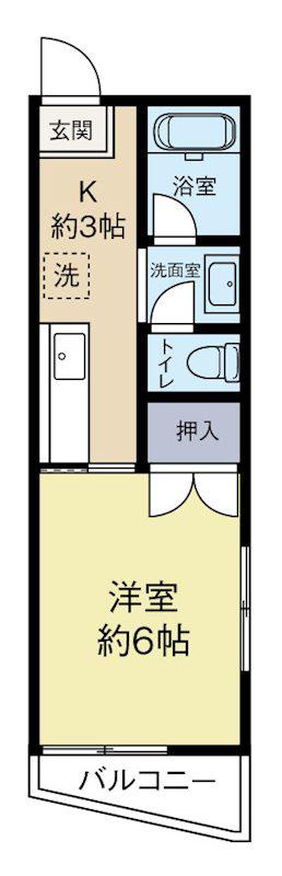 シティハイツ下荒田(1K/2階)の間取り写真
