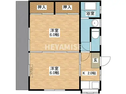 アセント弥生(2K/1階)の間取り写真