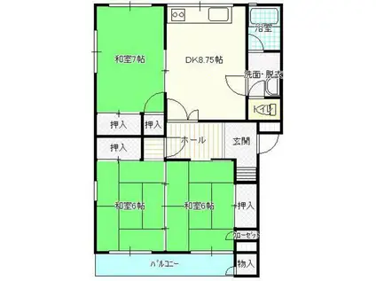 第二みたけマンション(3DK/1階)の間取り写真