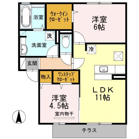 ソレイユ アン(2LDK/1階)の間取り写真