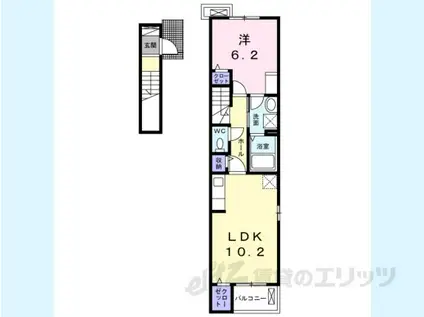 ミ・リブロ彦根駅北壱番館(1LDK/2階)の間取り写真