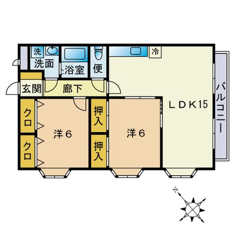 マブハイ須恵中央(2LDK/2階)の間取り写真