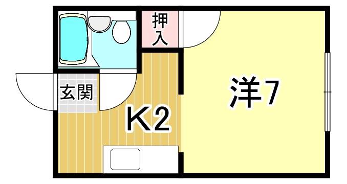 ルシエール平野 B棟(1K/1階)の間取り写真