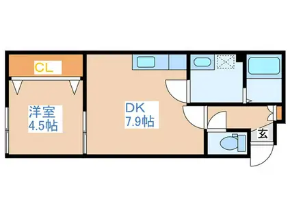 ヒルズ山の手(1DK/3階)の間取り写真