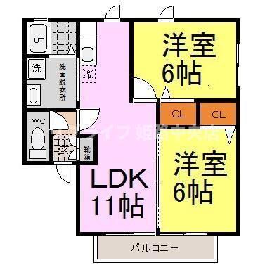 BIRDLANDたまで(2LDK/2階)の間取り写真