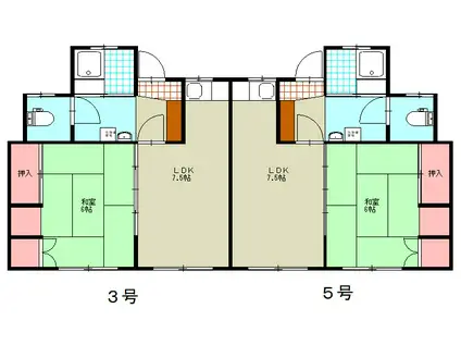 JR東北本線 仙北町駅 徒歩34分 2階建 築55年(1LDK/2階)の間取り写真
