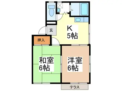 メゾン・ド・やまS棟(2K/1階)の間取り写真