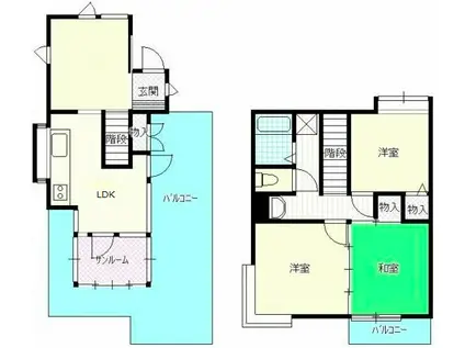 ロイヤルハイツ山岸(3LDK/2階)の間取り写真