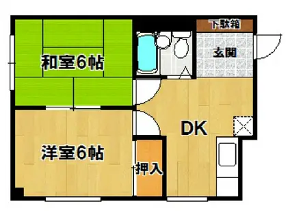 ベルコムつくばビル(2DK/4階)の間取り写真