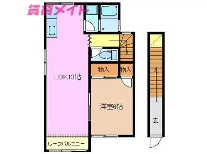 佐野ビル(1LDK/2階)の間取り写真