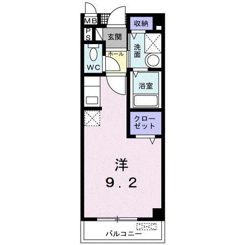 サンパティエコート(ワンルーム/2階)の間取り写真