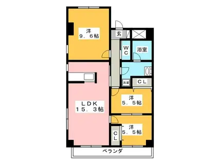 レジデンスタツミ二番館(3LDK/4階)の間取り写真